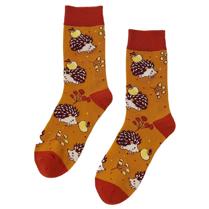 Fall Hedgehog Socks (Adult Medium - Women's Shoe Sizes 5 - 10)