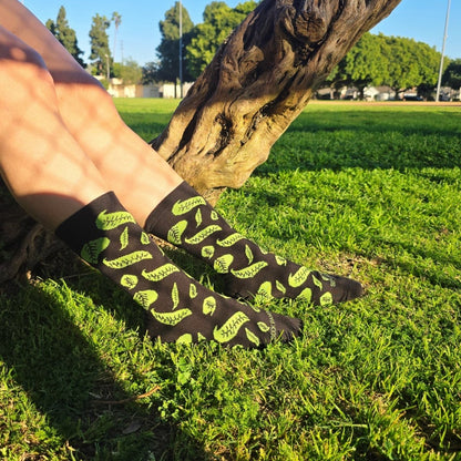 Fall Leaf Pattern Socks the Sock Panda (Adult Medium - Women's Shoe Sizes 5 - 10) BlackLeafMd