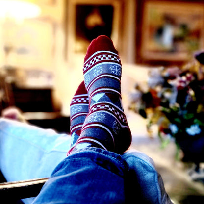 Festive Fair Isle Holiday Tree Pattern Socks (Adult Large - Men's Shoe Sizes 8 - 12)