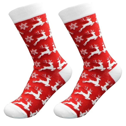 Festive Frolicking Reindeers Holiday Socks (Adult Medium - Women's Shoe Sizes 5 - 10)