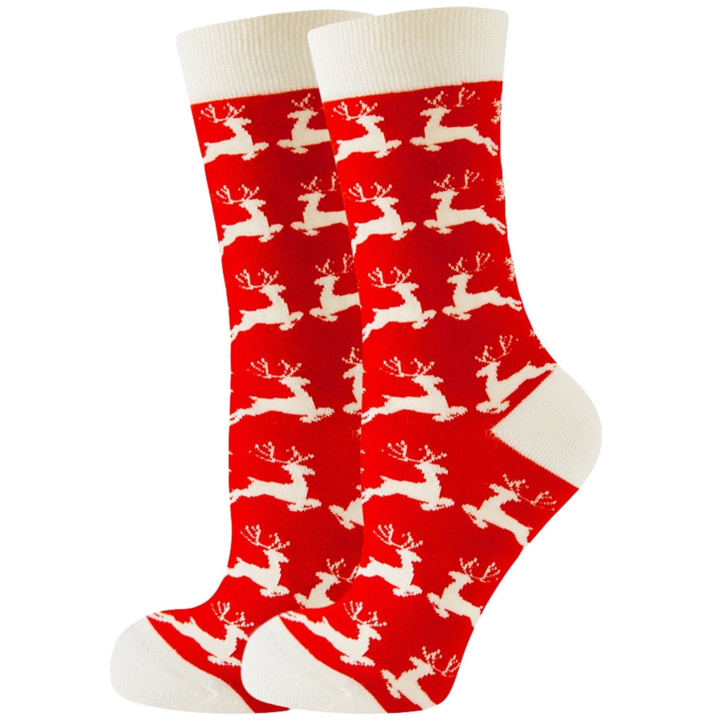 Festive Frolicking Reindeers Holiday Socks (Adult Medium - Women's Shoe Sizes 5 - 10)