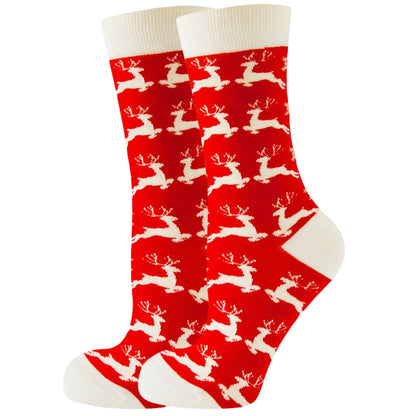 Festive Frolicking Reindeers Holiday Socks (Adult Medium - Women's Shoe Sizes 5 - 10)