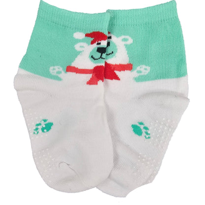Festive Polar Bear Socks for Kids (Ages 1 - 7)
