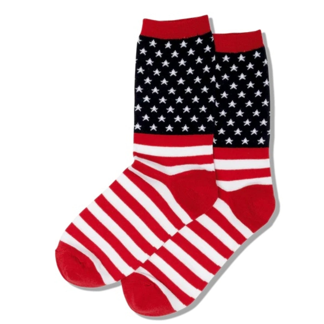 Patriotic Flag Socks (Adult Medium - Women's Shoe Sizes 5-10)