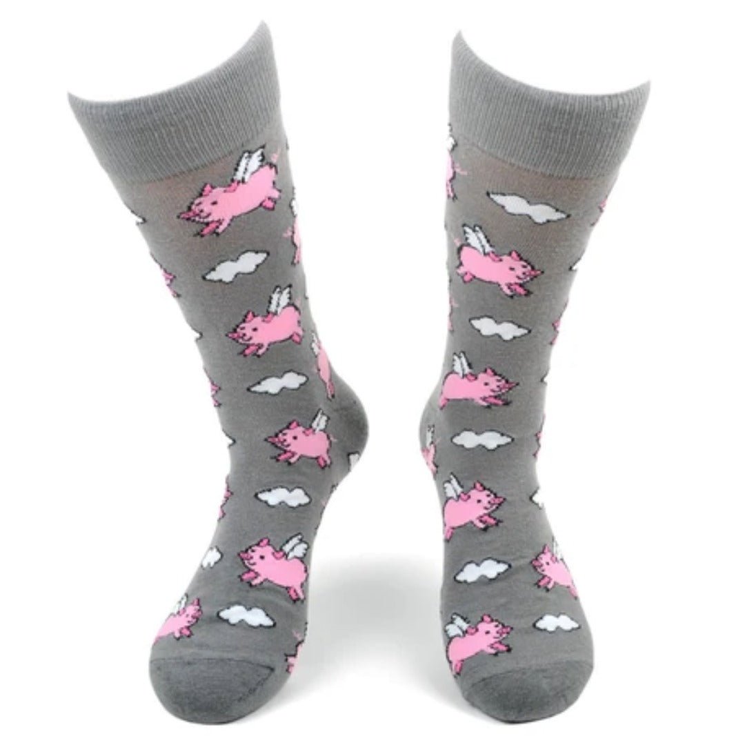 Flying Pigs Socks (Adult Large - Men's Shoe Sizes 8-12)