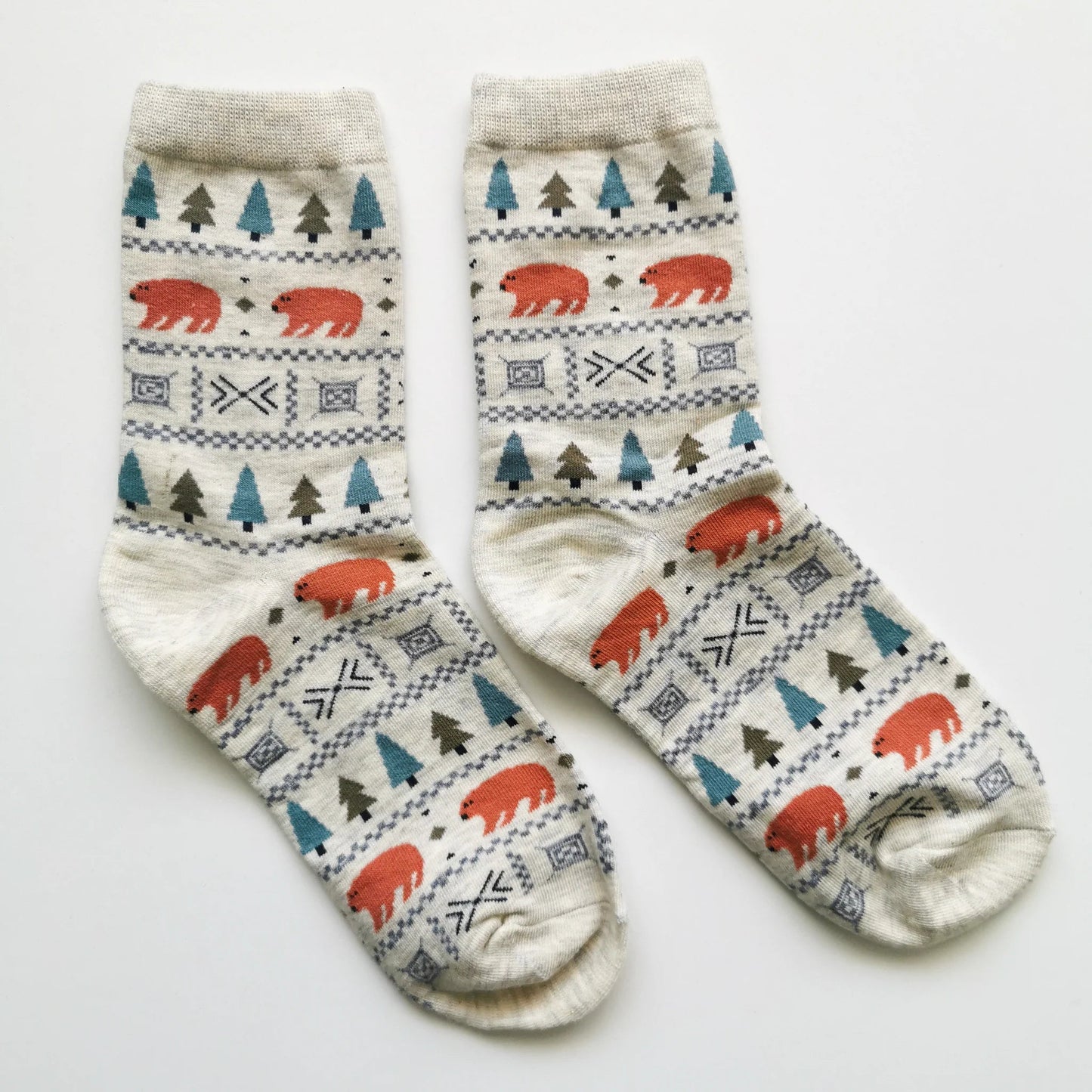 Forest Bear Pattern Socks (Adult Medium - Women's Shoe Sizes 5 - 10)