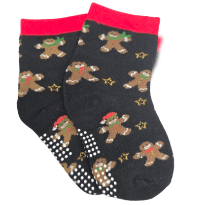 Gingerbread Man Pattern Socks for Kids (Ages 1 - 2 & 3 - 5, 5 - 7)