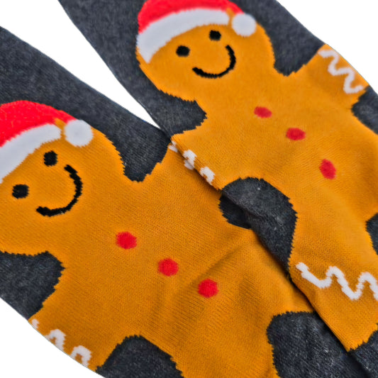 Gingerbread Man Socks (Adult Large - Men's Shoe Sizes 8 - 12)