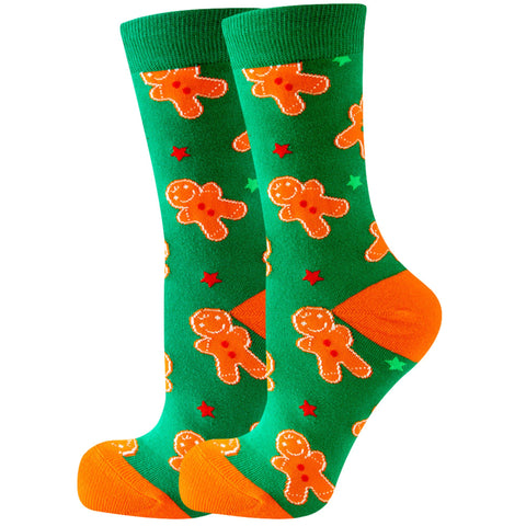 Gingerbread Man Patterned Socks (Adult Medium - Women's Shoe Sizes 5-10)