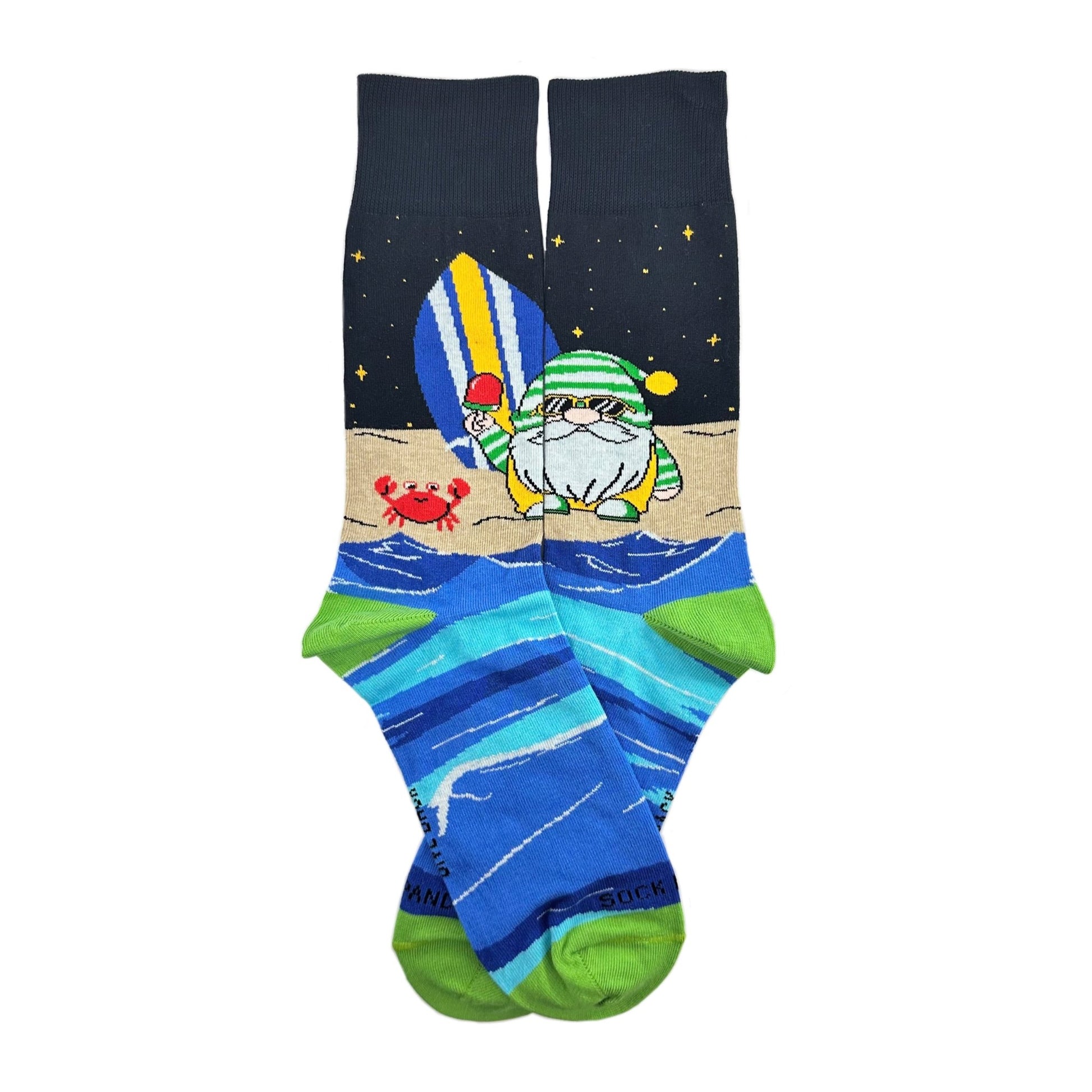 Gnome Surfer Socks from the Sock Panda (Adult Large - Men's Shoe Sizes 8 - 12)