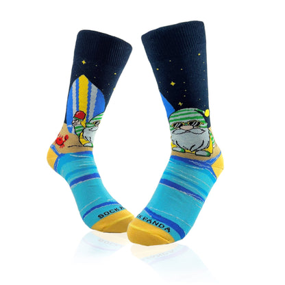 Gnome Surfer Socks from the Sock Panda (Adult Small - Shoe Sizes 2 - 5)