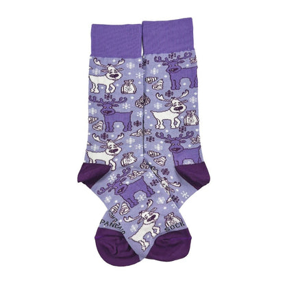Goofy Reindeer Socks (Adult Small - Shoe Sizes 2 - 5)