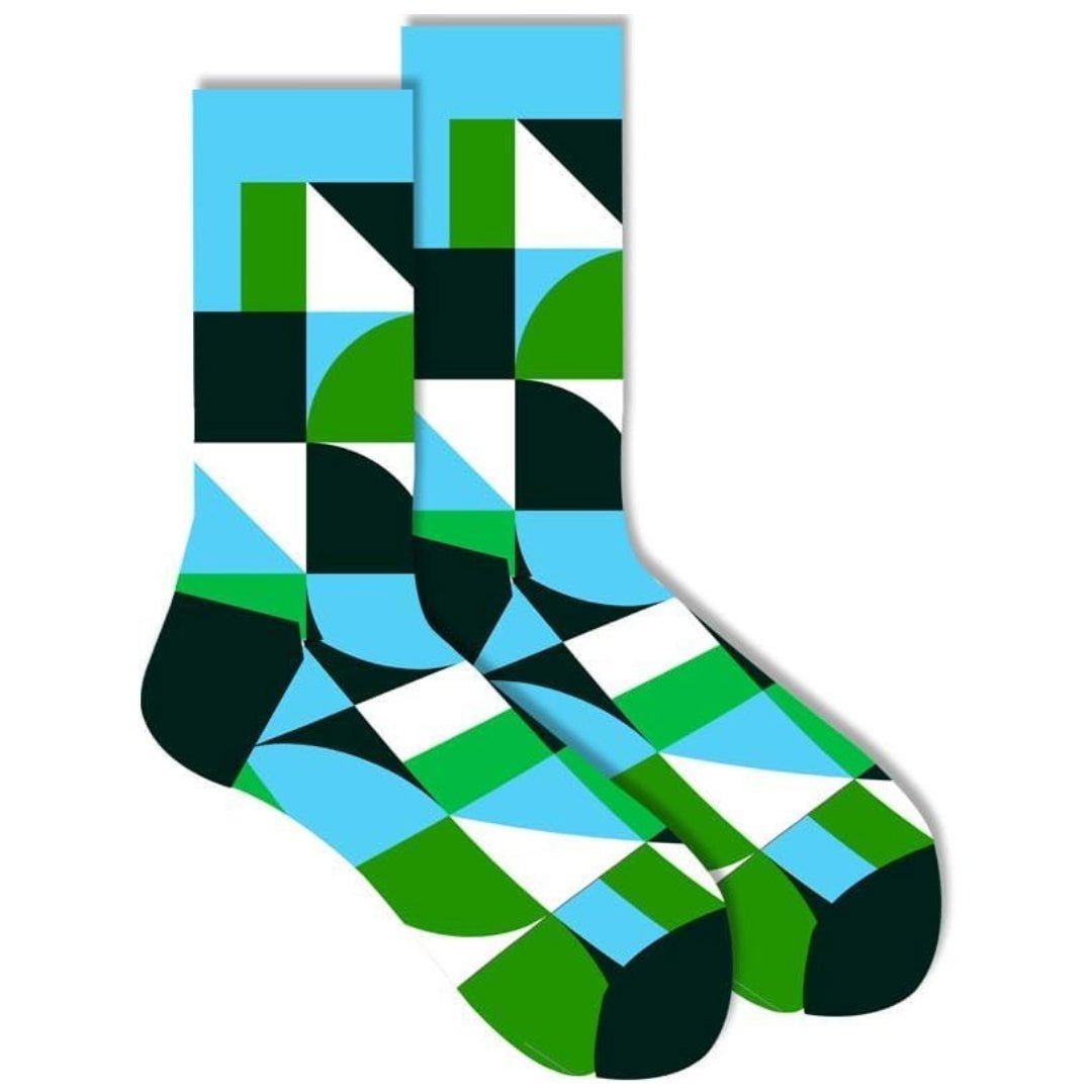 Green Abstract Geometric Pattern Socks from the Sock Panda (Adult Large)