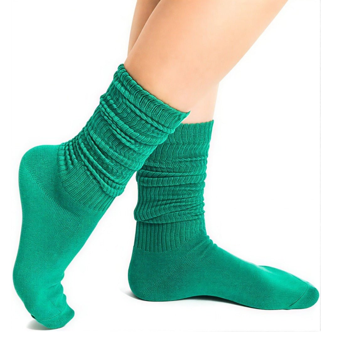 Green Slouch Socks (Adult Medium - Women's Shoe Sizes 5 - 10)