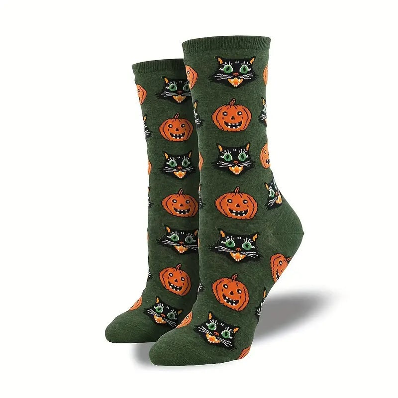 Cats and Pumpkins from the Sock Panda (Adult Medium - Women's Shoe Sizes 5-10)