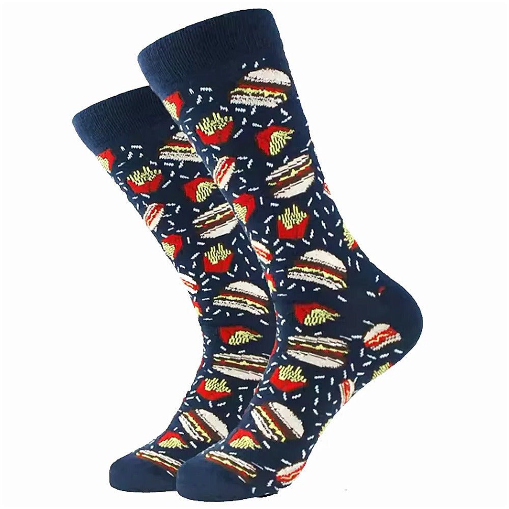 Hamburger, Hot Dog, Fries Socks from the Sock Panda (Adult Large) BurgerAMericaLg