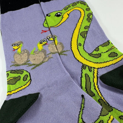 Happy Tree Snake with Babies Socks from the Sock Panda (Adult Small)