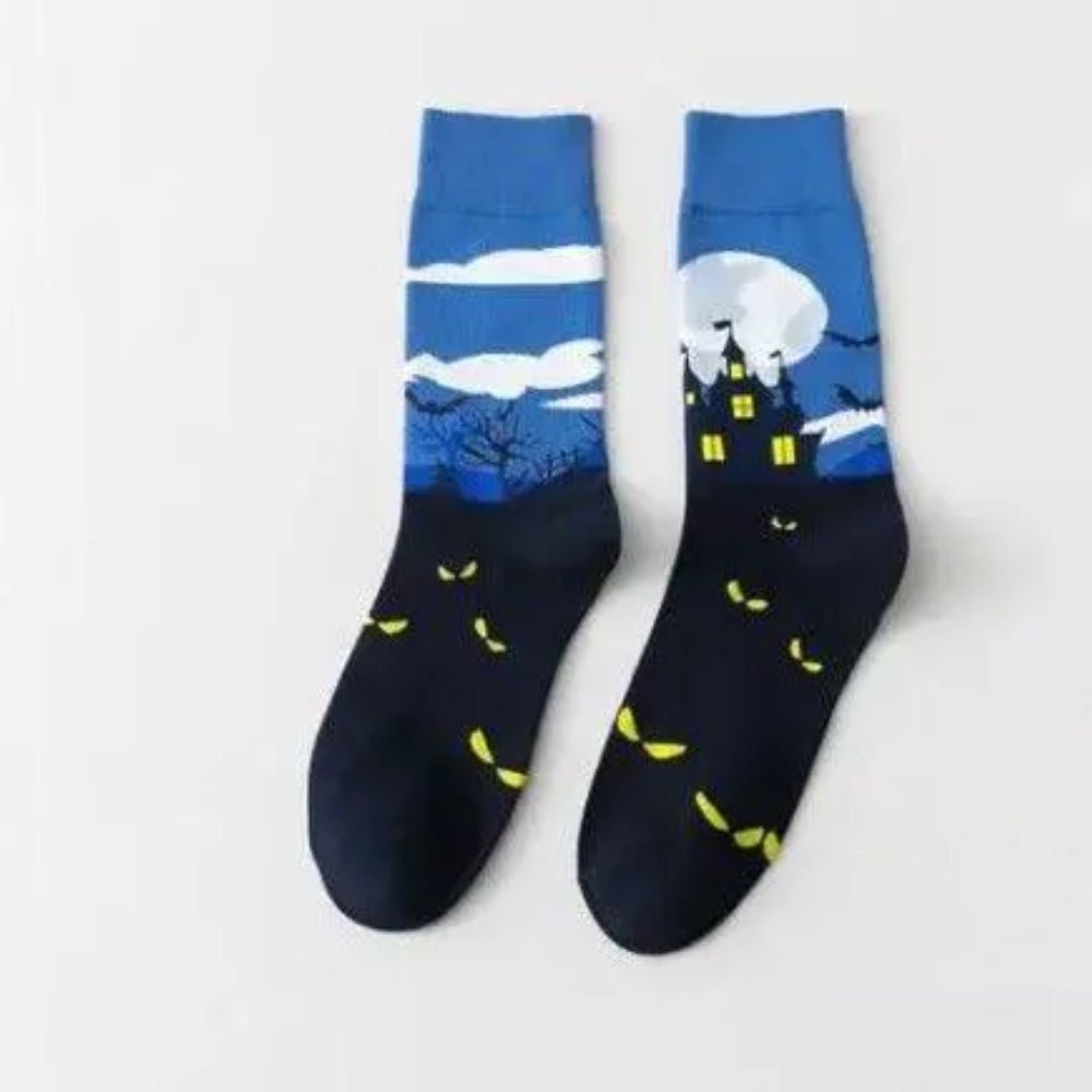 Haunted House by the Moon Socks (Adult Large - Men's Shoe Sizes 8 - 12)