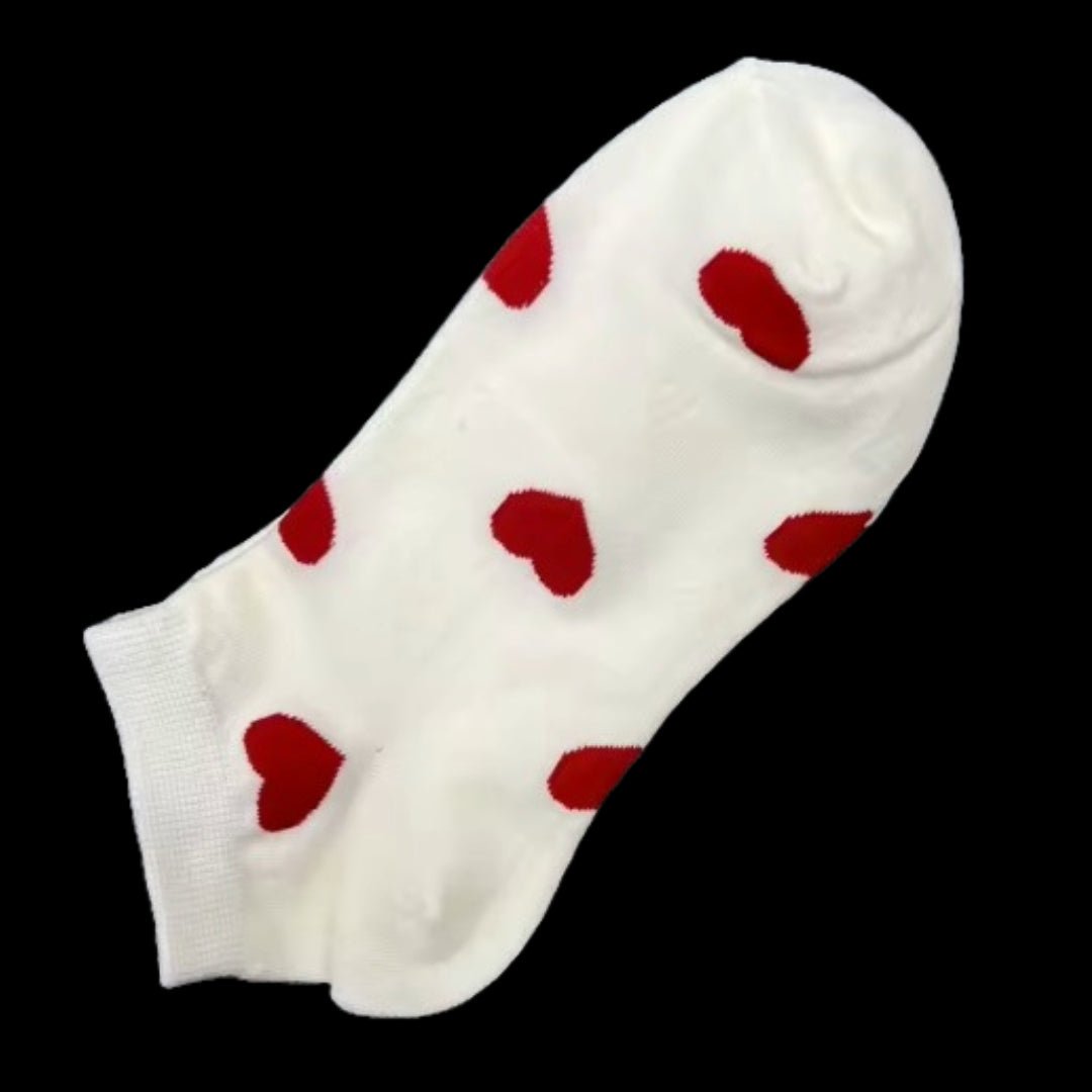 Heart Patterned Ankle Socks (Adult Medium - Women's Shoe Sizes 5 - 10)