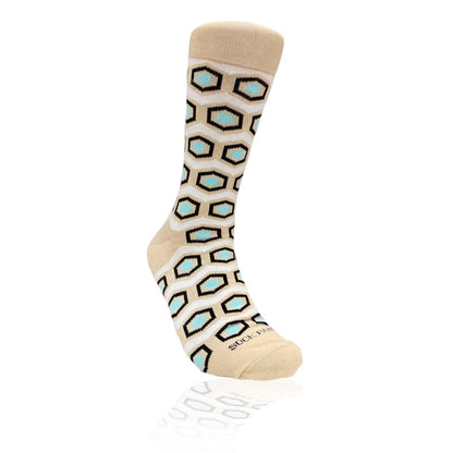 Hexagon Pattern Socks from the Sock Panda (Adult Large) HexBeigeLg