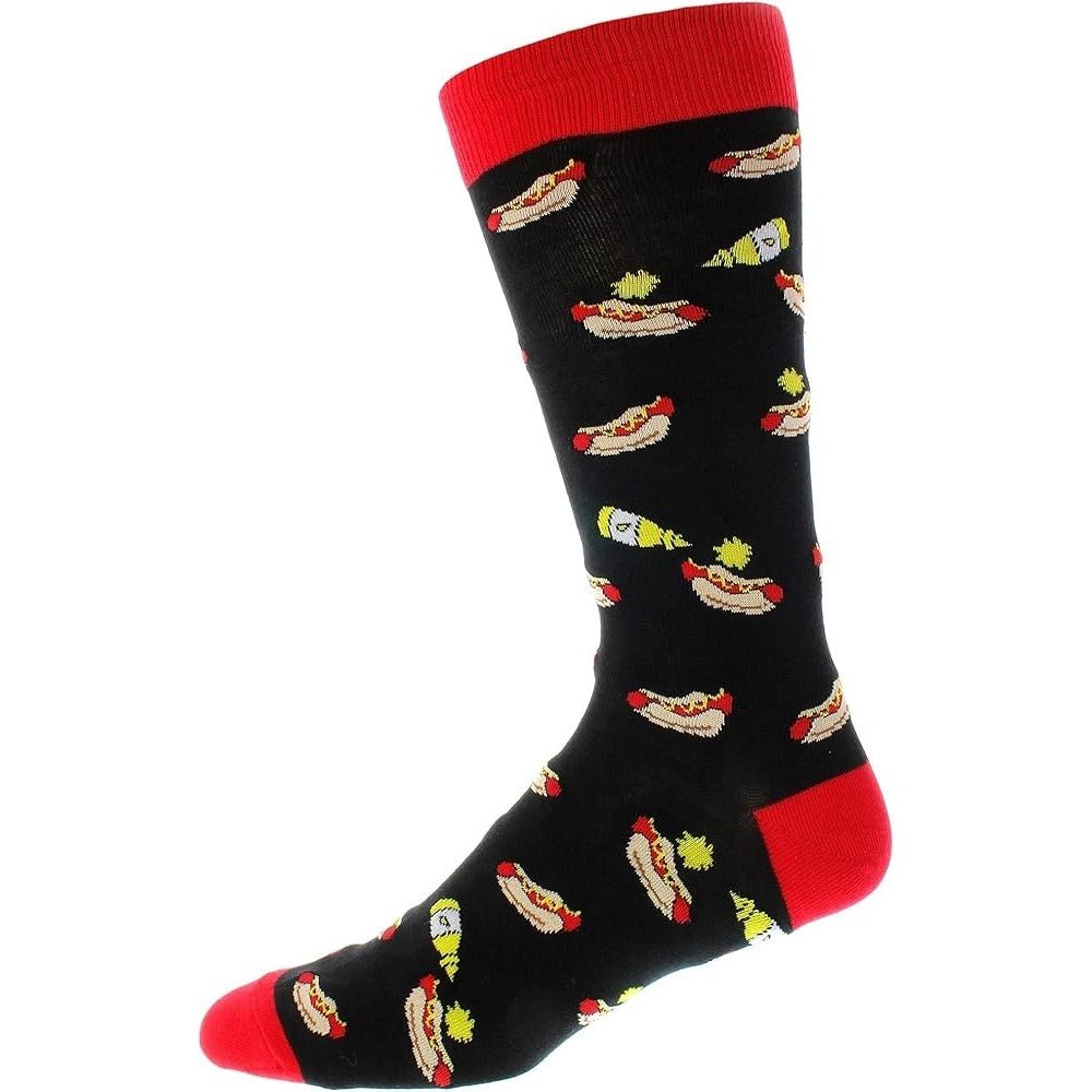 Hot Dogs and Mustard Socks (Adult Large - Men's Shoe Sizes 8 - 12) Hot Dog Pattern-Gr