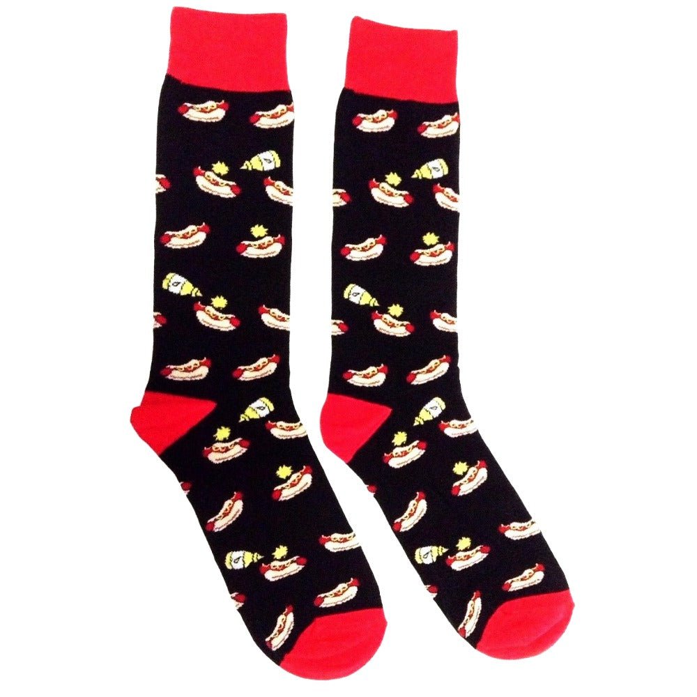 Hot Dogs and Mustard Socks (Adult Large - Men's Shoe Sizes 8 - 12) Hot Dog Pattern-Gr