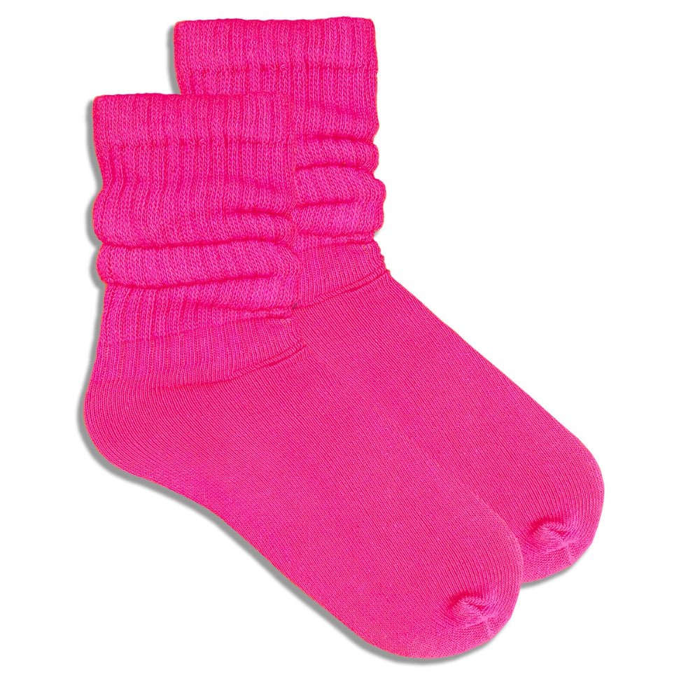 Hot Pink Slouch Socks (Adult Medium - Women's Shoe Sizes 5 - 10)