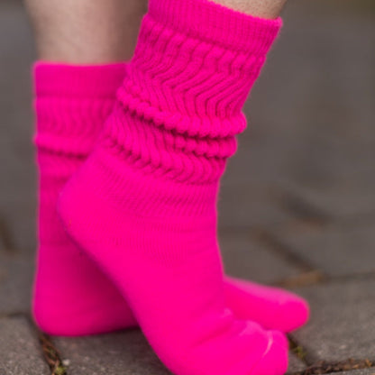 Hot Pink Slouch Socks (Adult Medium - Women's Shoe Sizes 5 - 10)