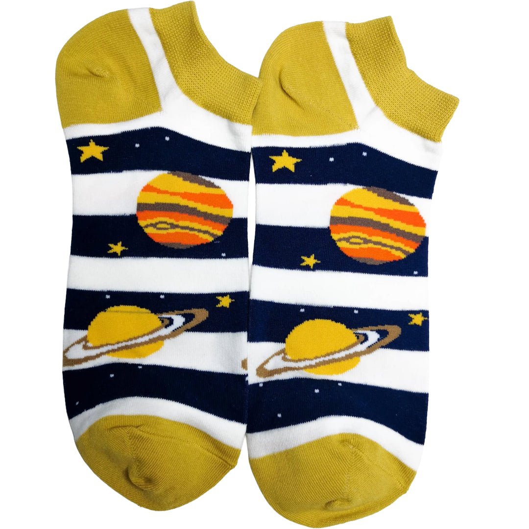 Jupiter and Saturn Planet Ankle Socks (Adult Large - Men's Shoe Sizes 8 - 12)