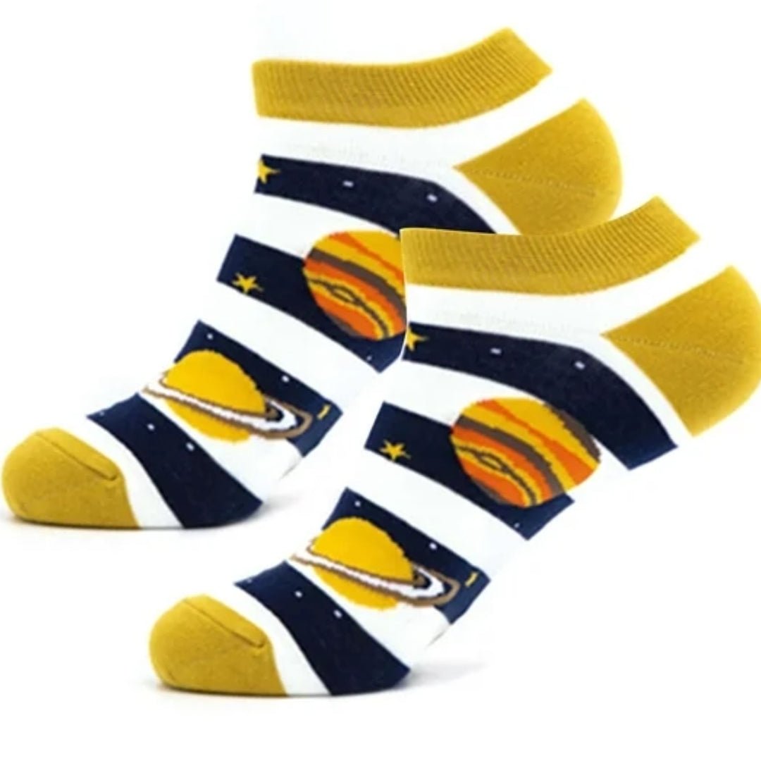 Jupiter and Saturn Planet Ankle Socks (Adult Large - Men's Shoe Sizes 8 - 12)