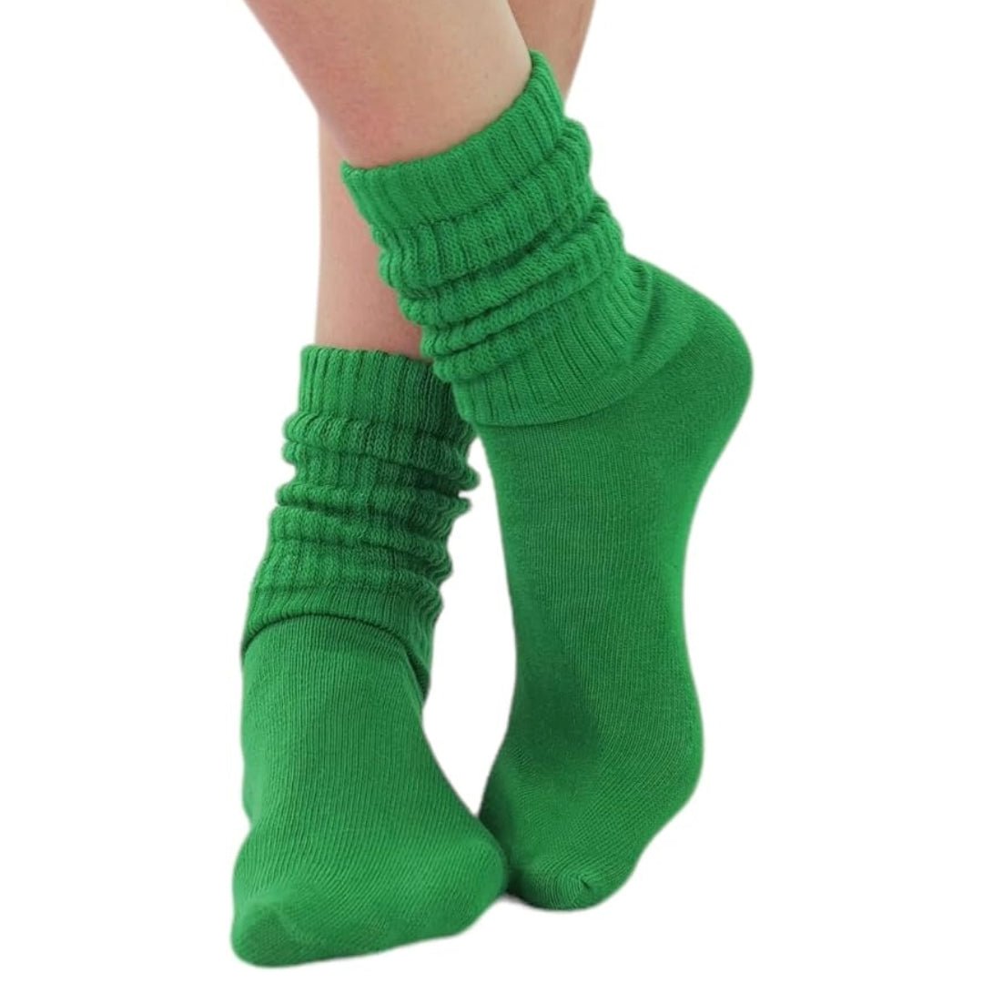 kelly green dress socks Solid Color Crew Cotton Dress Socks