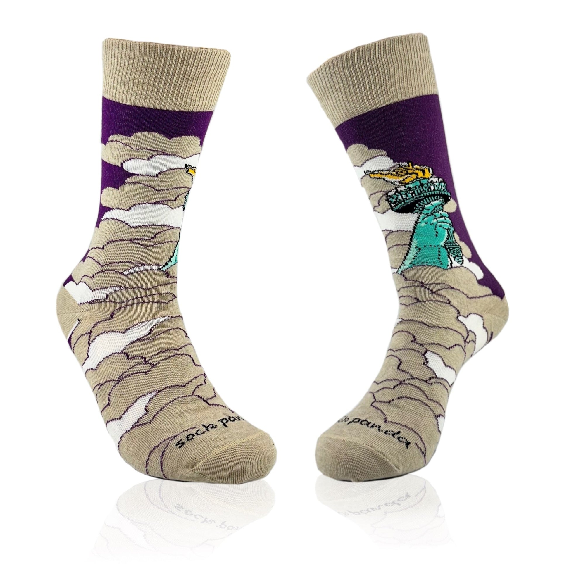 Lady Liberty Rises Above the Clouds Socks from the Sock Panda