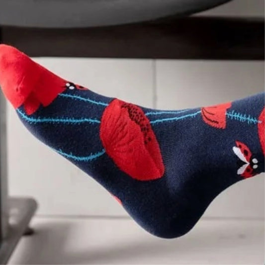 Ladybug Flower Socks from the Sock Panda (Adult Medium - Women's Shoe Sizes 5 - 10)