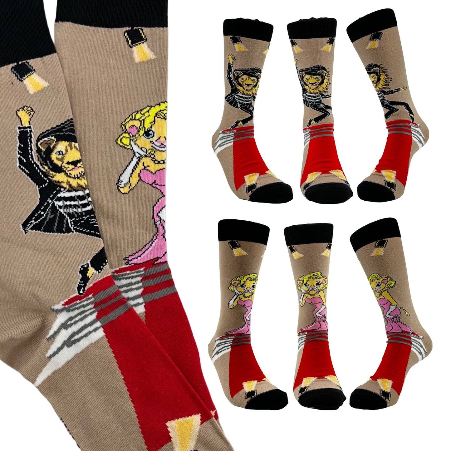Lion Marylin & Elvis Socks from the Sock Panda (Left / Right)