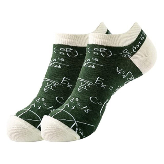 Math Patterned Ankle Socks (Adult Medium - Women's Shoe Sizes 5 - 10)