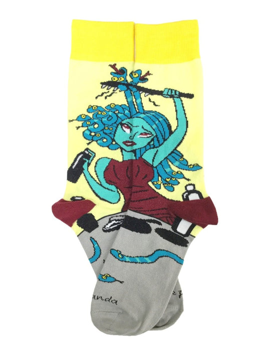 Medusa Having a Bad Hair Day Socks (Adult Medium - Women's Shoe Sizes 5-10) Medusa