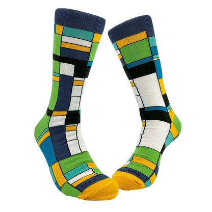 Mondrian Style Block Art Socks from the Sock Panda (Adult Large - Men's Shoe Sizes 8 - 12)
