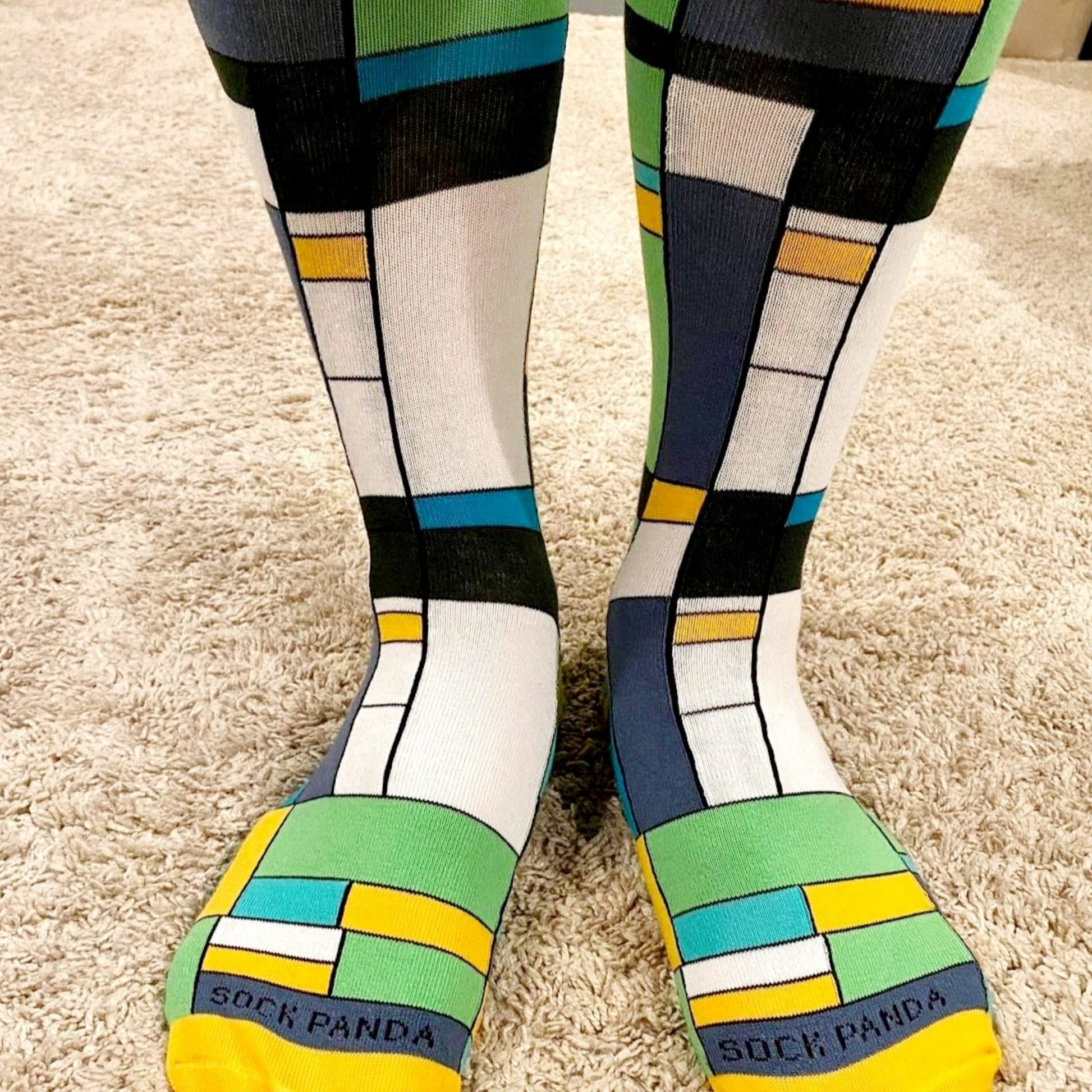 Mondrian Style Block Art Socks from the Sock Panda (Adult Large - Men's Shoe Sizes 8 - 12)