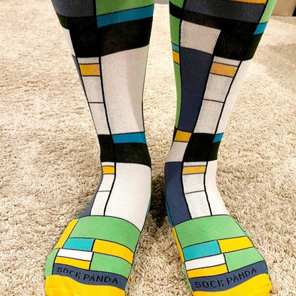 Mondrian Style Block Art Socks from the Sock Panda (Adult Large - Men's Shoe Sizes 8 - 12)