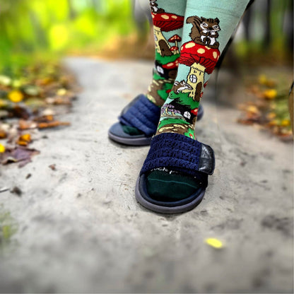 Mushroom Squirrel Home Socks from the Sock Panda (Adult Medium - Women's Shoe Sizes 5 - 10)