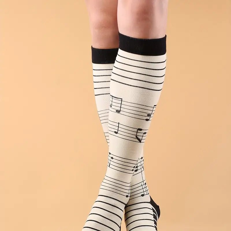 Music Note Pattern Knee High - (Compression Socks) – Sock Panda