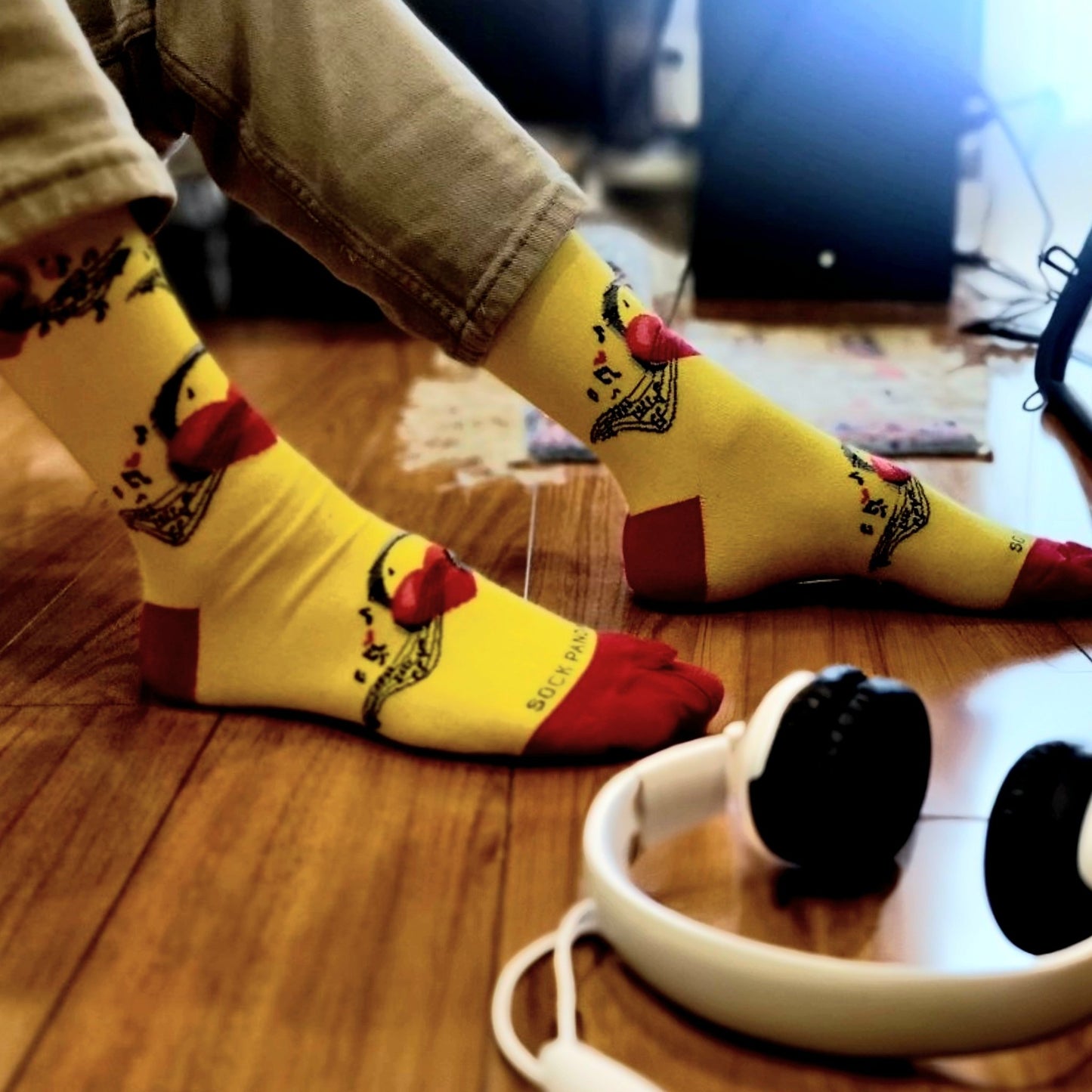 Musical Heartbeat Socks from the Sock Panda (Adult Large - Men's Shoe Sizes 8 - 12)