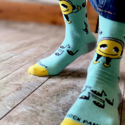 Musical Smiley Emoji Sock from the Sock Panda (Adult Small - Shoe Sizes 2 - 5)