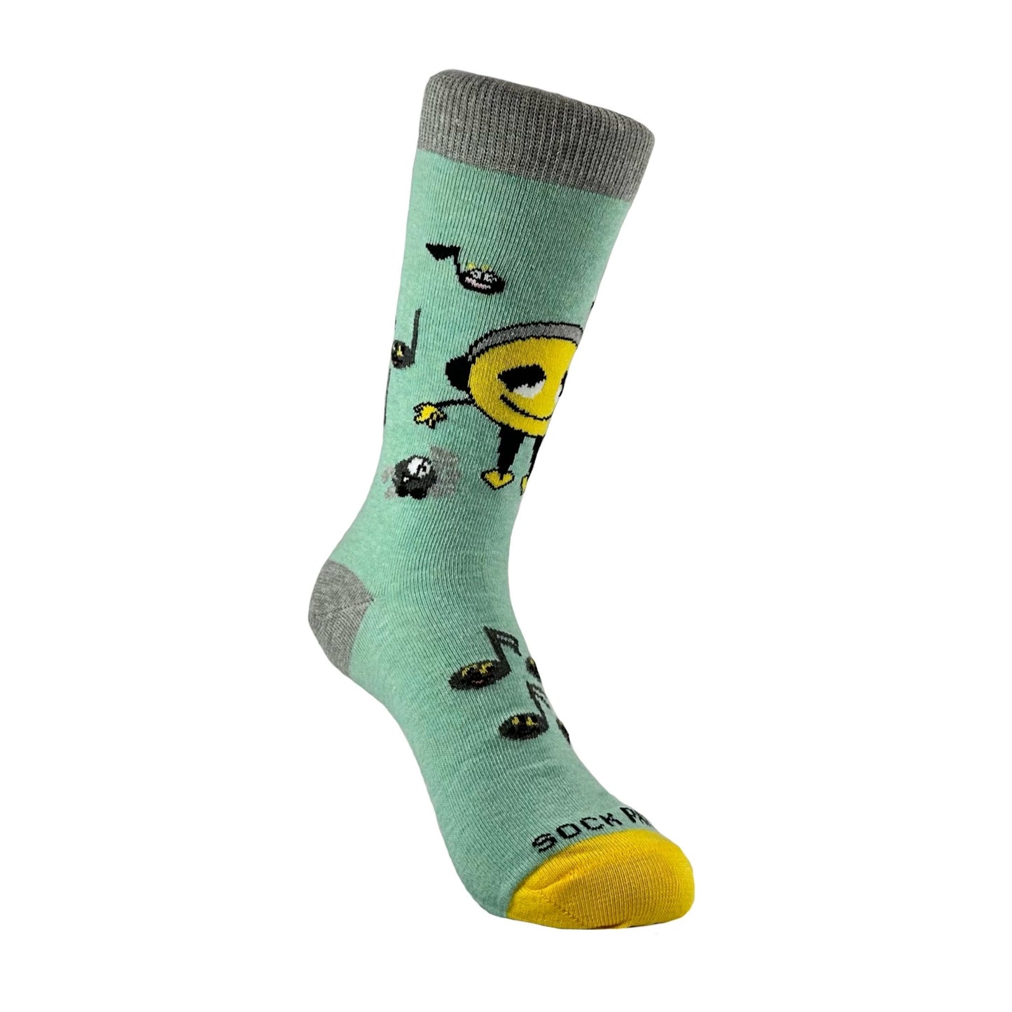 Musical Smiley Emoji Sock from the Sock Panda (Adult Small - Shoe Sizes 2 - 5)