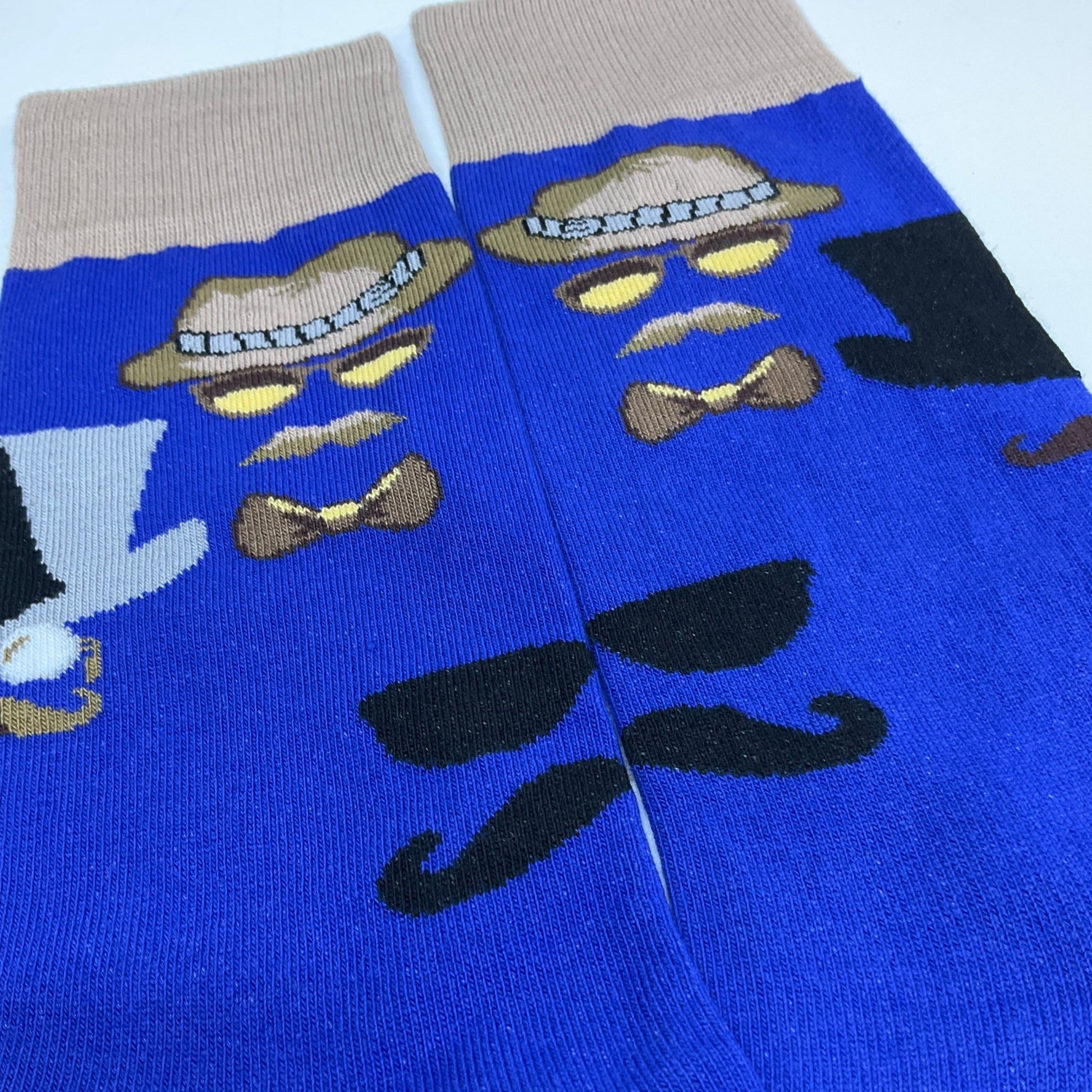 Mustache and Sunglasses Men Socks from the Sock Panda (Adult Large - Men's Shoe Sizes 8 - 12)