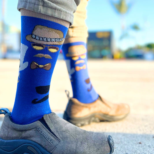Mustache and Sunglasses Men Socks from the Sock Panda (Adult Large - Men's Shoe Sizes 8 - 12)
