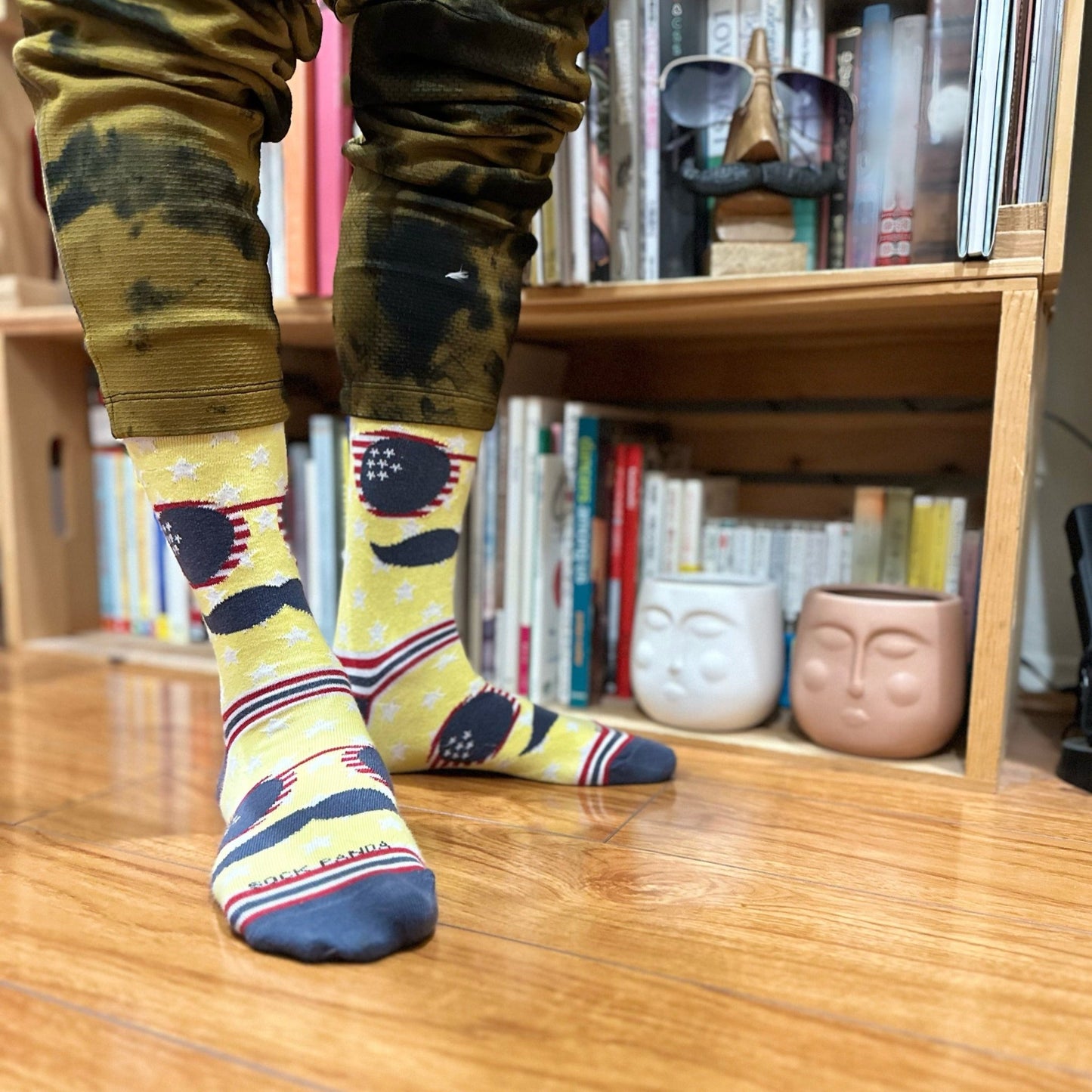 Mustache and Sunglasses Socks from the Sock Panda (Adult Large - Men's Shoe Sizes 8 - 12)