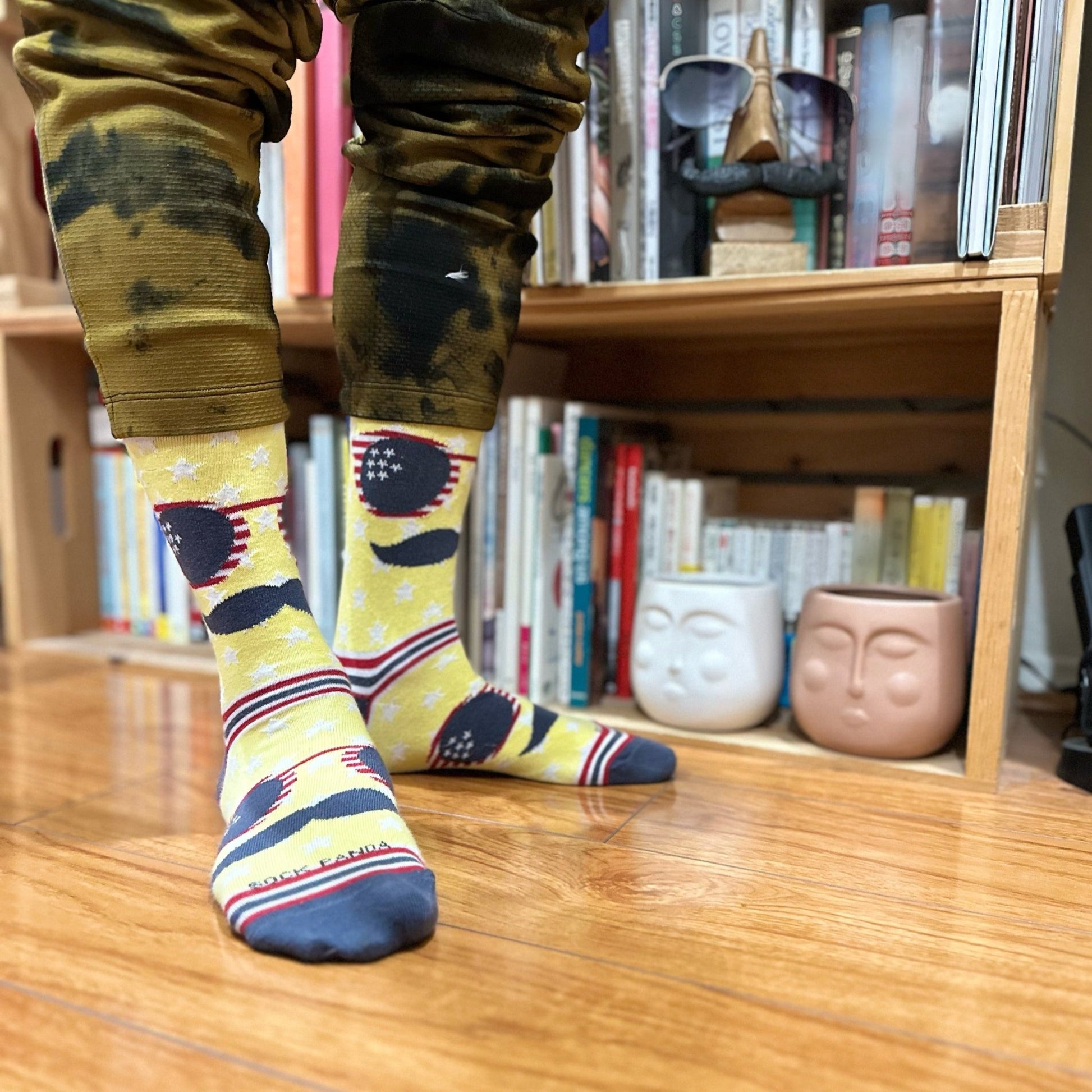 Mustache and Sunglasses Socks from the Sock Panda (Adult Large - Men's Shoe Sizes 8 - 12)