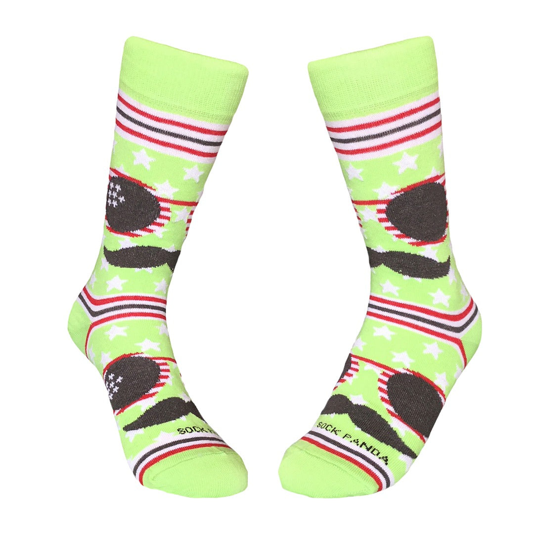 Mustache and Sunglasses Socks (Adult Small - Shoe Sizes 2-5)