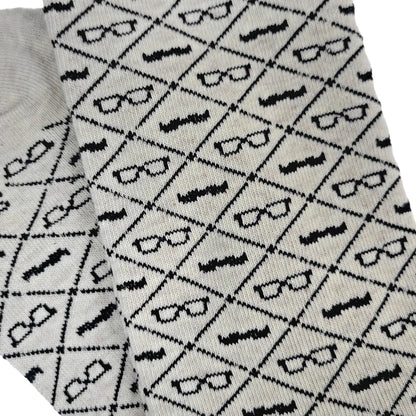 Mustaches and Glasses Argyle Pattern Socks (Adult Large - Men's Shoe Sizes 8 - 12)